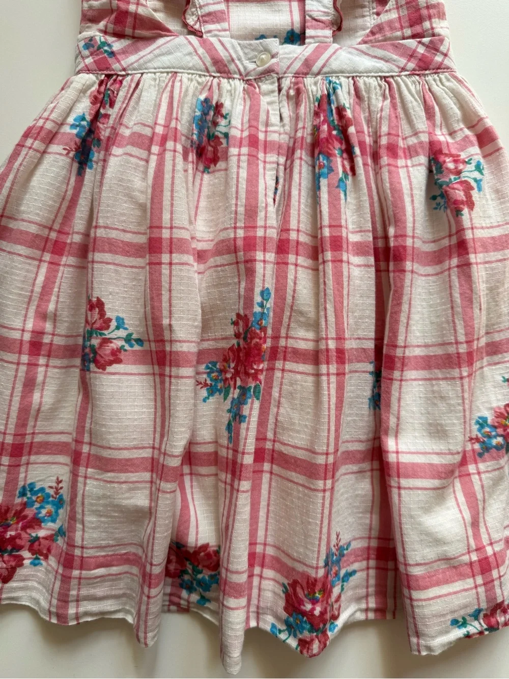Ralph Lauren Girls' Floral Check Print Pinafore Dress - Size 5
